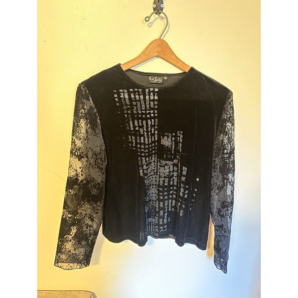 Vintage K.D. Spring Velvet Top Small - Whimsigoth Art to Wear Lagenlook 90s Goth